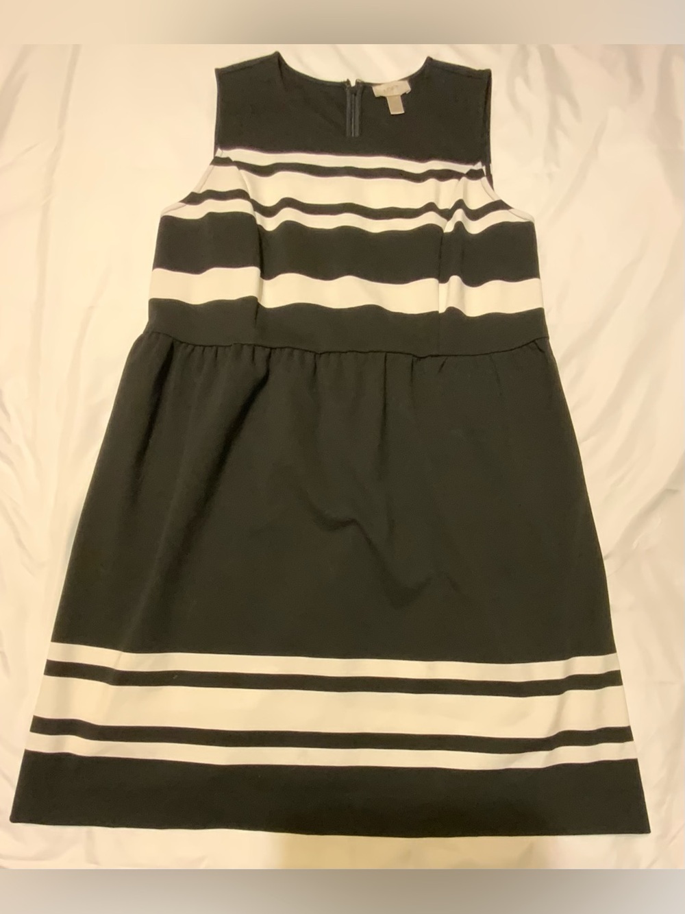 Ann Taylor Loft Black and White Stripes Shift dress Size 16